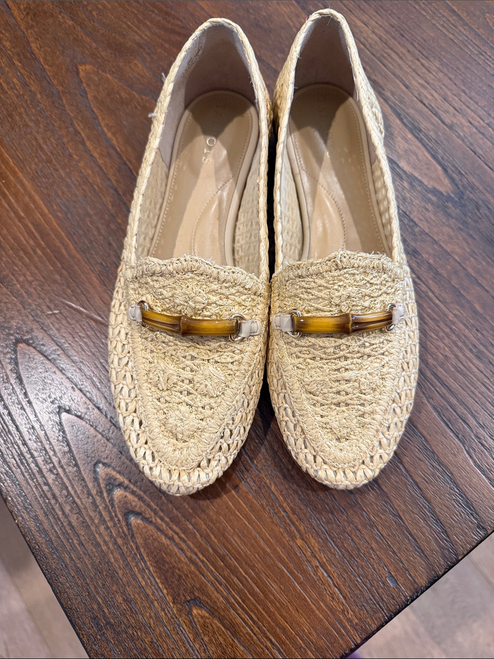 Talbots Natural Beige Woven Loafers with Amber Accent